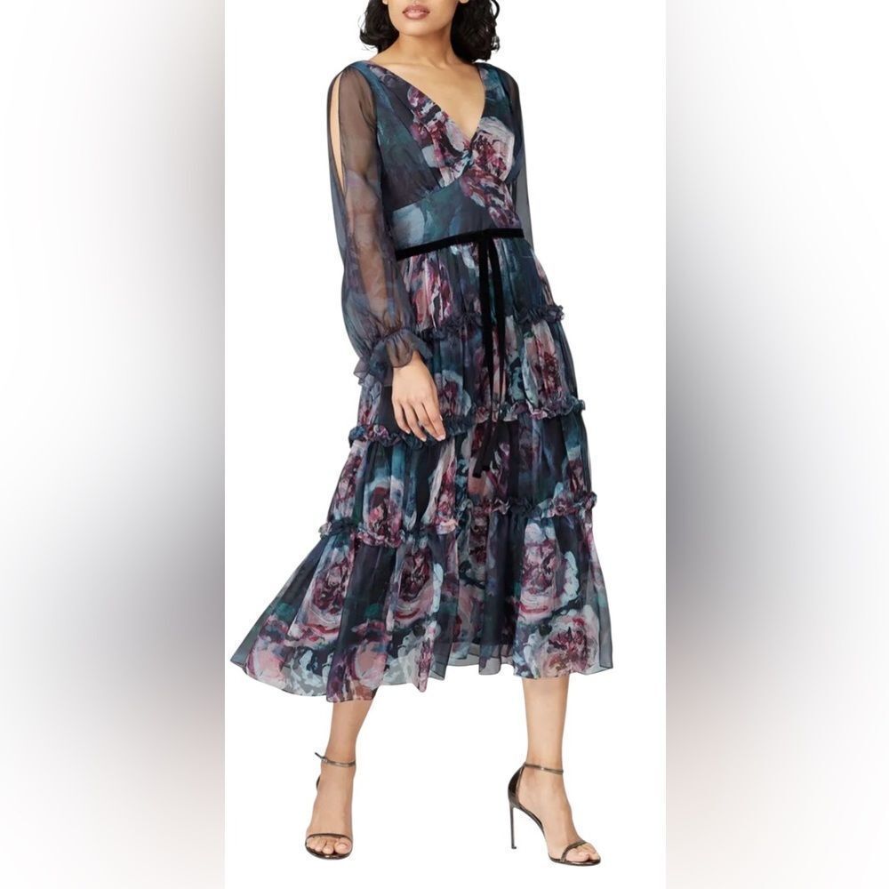 Marchesa Notte Ribbon Waist Dress Size 0